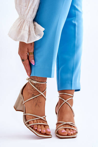 Sandales à talons en cuir à la mode pour femmes or Primma