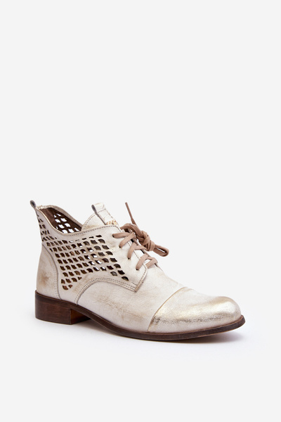 Zazoo 2878 Bottes Basses En Cuir Découpé Pour Femme Argent