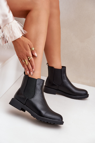 Damen Stiefeletten Mit Flachem Absatz Schwarz Selanna
