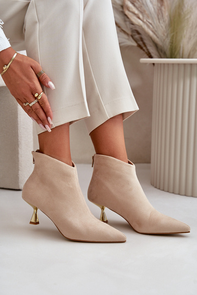 Moteriški batai su aukštakulniais Eco Suede smėlio spalvos Terlena