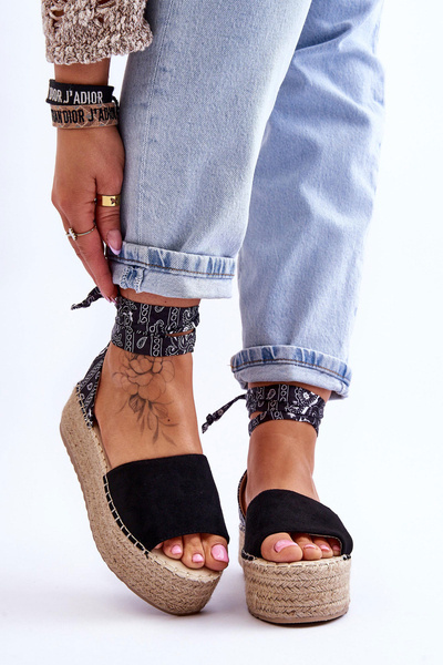 Wildleder Keilsandalen Schwarz Livia