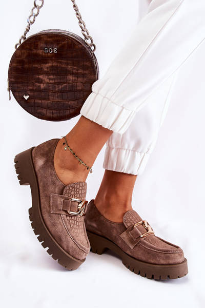 Modische Wildleder-Halbschuhe Hellbraun Rayhan