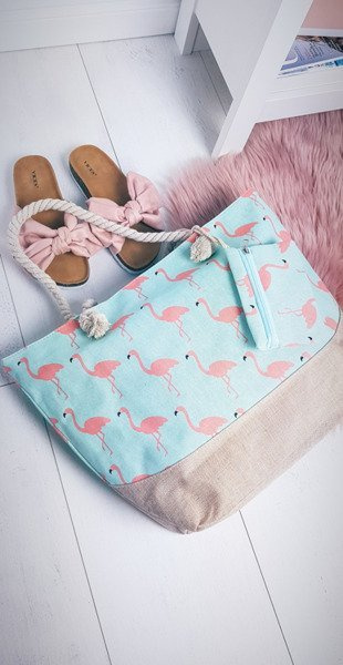 Beachwear Große hellblaue Handtasche Damen Handtasche Flamingos