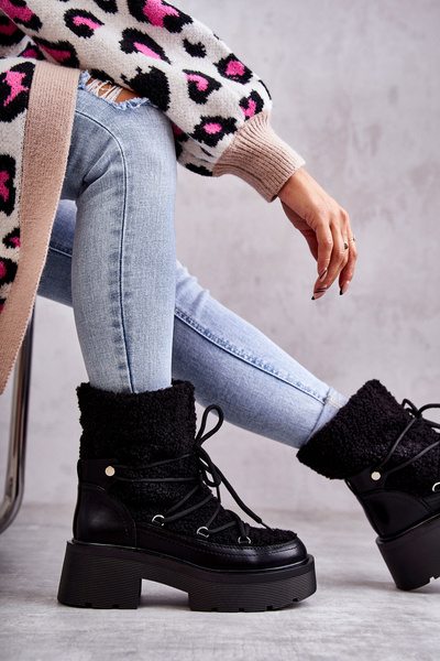 Schneestiefel für Damen mit Lammfell Schwarze Sanna