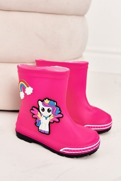 Bottes De Pluie Enfant Avec Un Poney Fuchsia