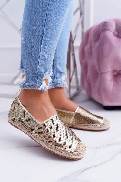 Lu Boo Gold Perforierte Espadrilles Kimchi
