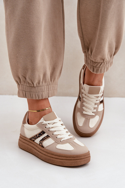 Women's Platform Sneakers Beige Lesida