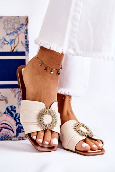 Chaussons Confortables Pour Femmes Avec Décoration Beige clair Ginera