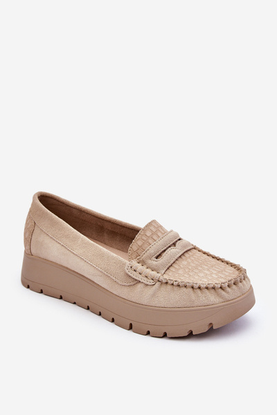 Zomšiniai Platforminiai Loafers Šviesiai smėlio spalvos Milana