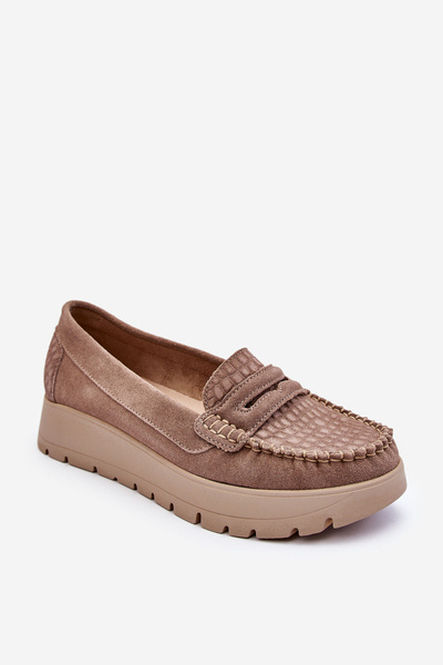 Zomšiniai Platform Loafers Tamsiai smėlio spalvos Milana
