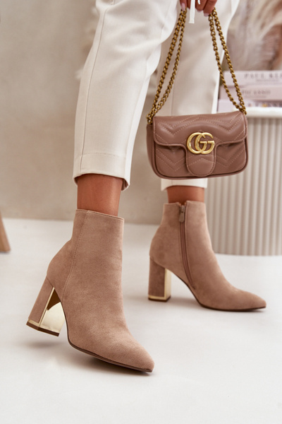 Bottes à talons pour femme avec fermeture éclair et isolation en daim écologique marron clair Mevair