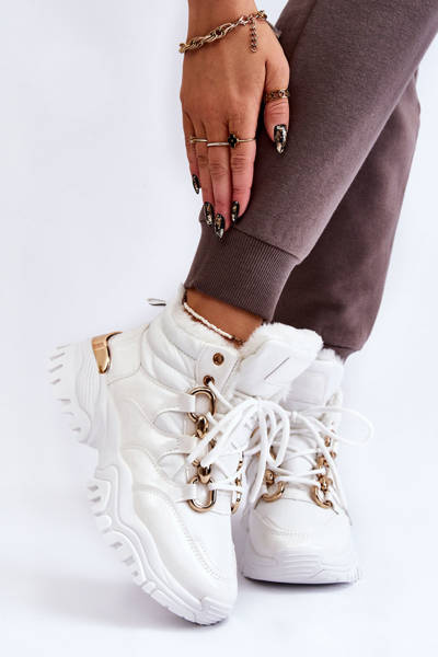 Bottes De Sport Isolées Pour Femmes Trappers À Lacets Blanc Bastini