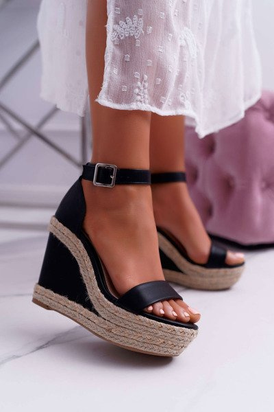 Damen Espadrilles Sandalen Schwarz Devon