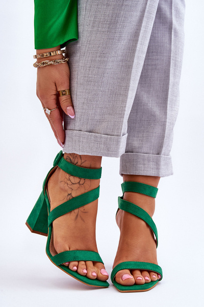 Damen Wildleder High Heel Sandaletten Grün Lanes