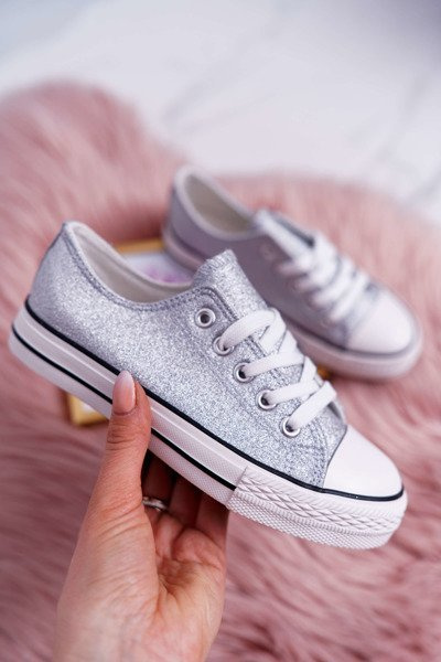 Baskets Enfant Brocart Argent Misty