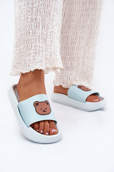 Damen Schaum Sandalen Mit Bär Blau Lalon