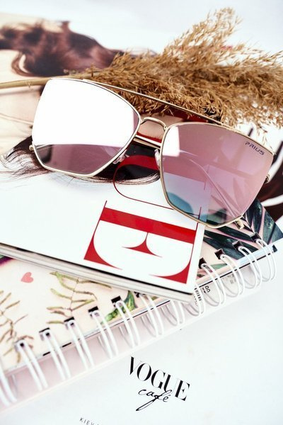 Moteriški akiniai nuo saulės Prius PRE-38P auksinis rožinis veidrodis