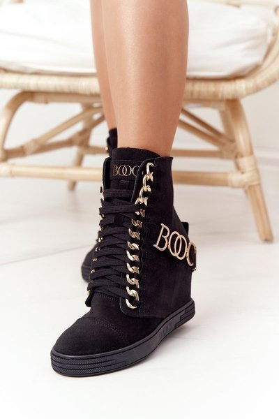 Női Velúr Wedge tornacipő BOOCI 2222 Golden Letters Black