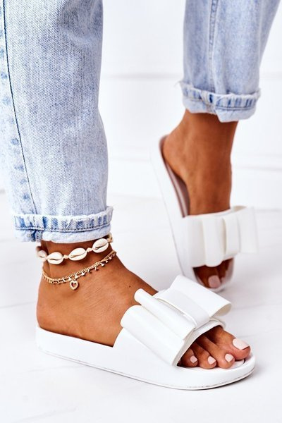 Chaussons En Caoutchouc Avec Noeud Blanc April