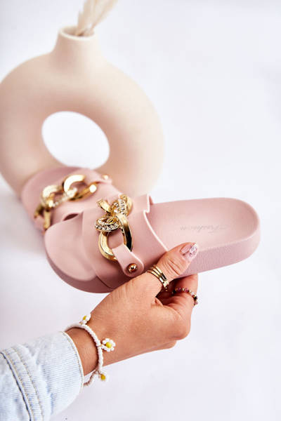 Children's Rubber Slippers With A Decorative Chain Pink Suzie