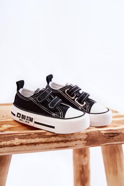 Baskets en tissu pour enfants avec velcro BIG STAR KK374074 Noir et blanc