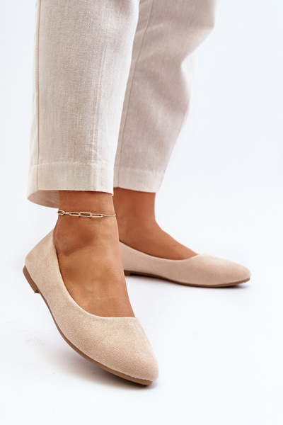 Ballerines en daim beiges pour femmes Kommia
