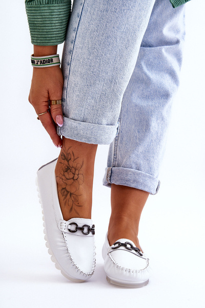 Bequeme Leder-Loafer für Damen Weiß Miguel