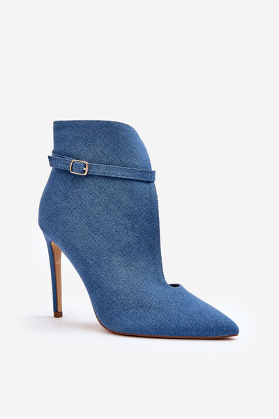 Bottines en jean à talon pour femme Bleu Amalundi