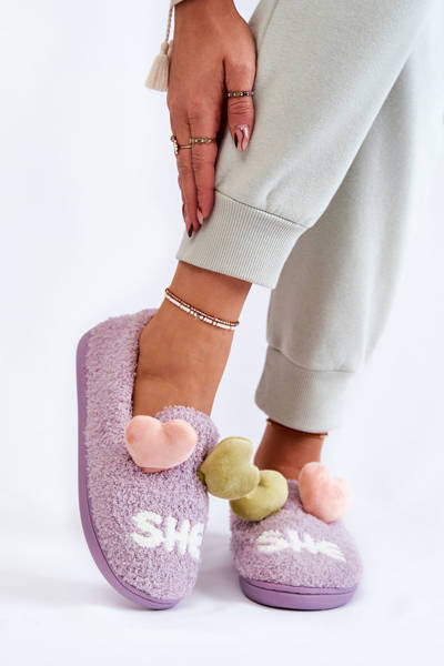 Chaussons Femme Avec Coeurs violet Alaska