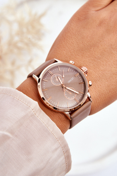 Moteriškas laikrodis su dirželiu Ernest 62144 Beige