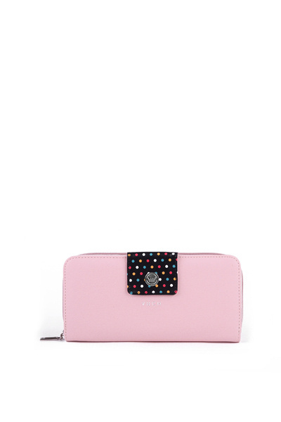 Große Frauen Zip Brieftasche Dots Bright Pink Huntress
