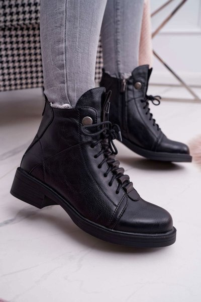 Gepolsterte Damenstiefel mit flachem Absatz Schwarz Livin