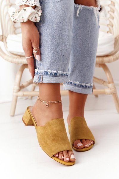 Chaussons à Talons en Daim Sergio Leone KL313 Jaune