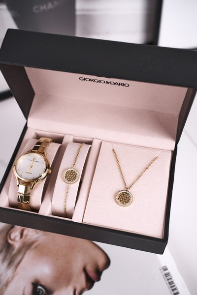 Set Watch Brățară Colier Giorgio & Dario Gold Coin