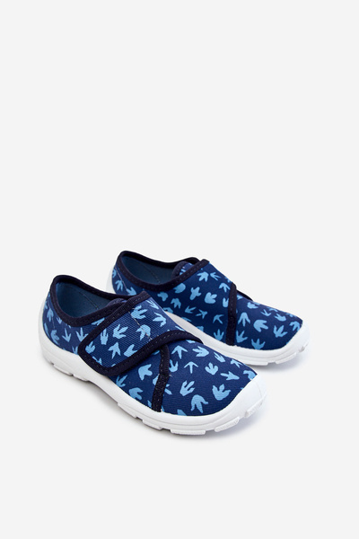 Chaussons Enfant Befado Empreintes de Dinosaures 974X476 Bleu Marine