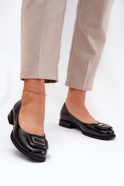 Ballerines En Cuir Avec Décoration D&A MK51-059 Noires