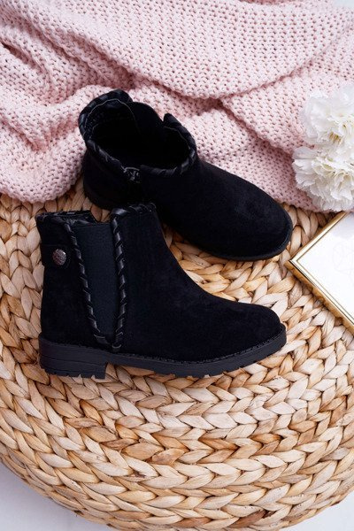 Bottines pour jeunes noires à talon plat Sicarro