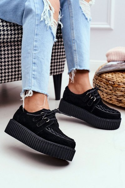 Black Suede Platform Creepers Gocain