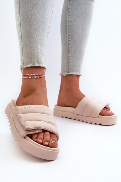 Tongs à plateforme pour femmes Big Star NN274773 Beige