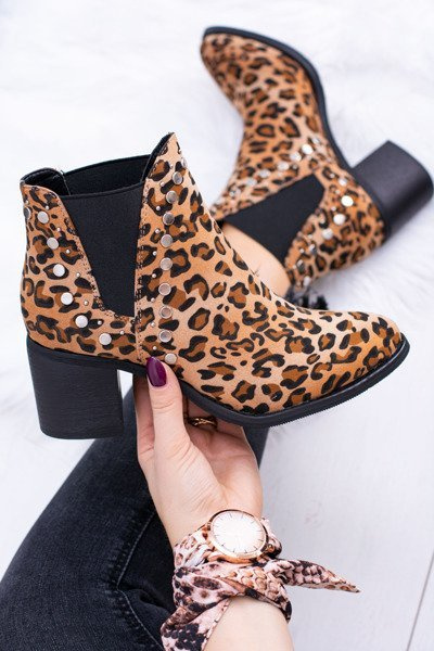 Women's Savage Rivet Leather Stiletto Boots with Panther Stiletto heel