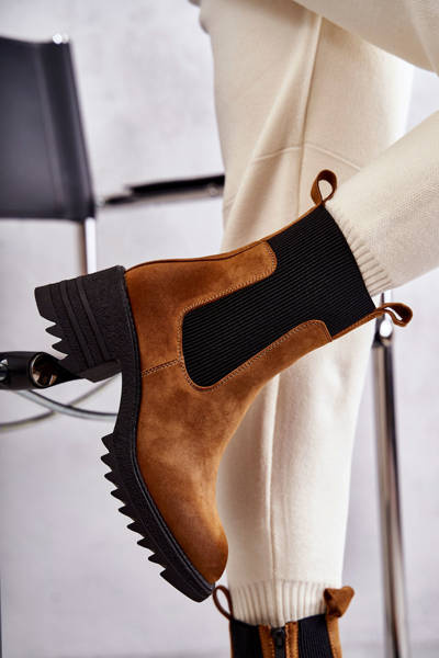 Women's Warm Boots On Heel Camel Abella