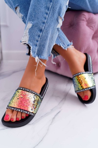 Tongs Nice dorées irisées pour femmes