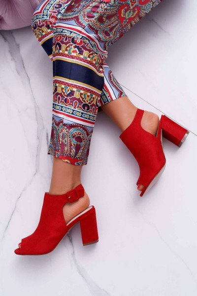 Sandale stiletto pentru femei cu peep toe roșu esta