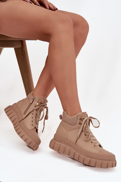 Bottes trapper isolées pour femmes sur plateforme Camel Carenna