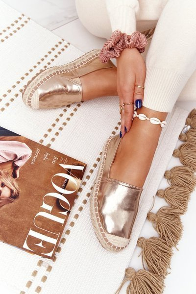 Bőr espadrillák fonott talpon Big Star HH274503 arany