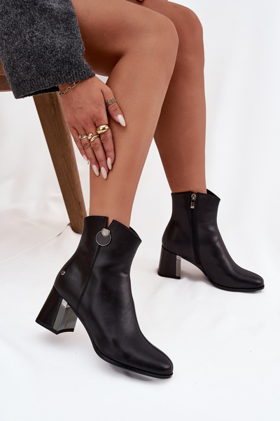 Bottes en cuir isolantes à talon Maciejka K7203-04 Noir