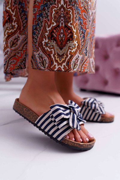 Damen Kork Cocktail Flip Flops Navy Myrtens