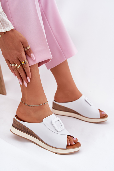 Ladies leather wedge sandals Artiker 56C2149 orange