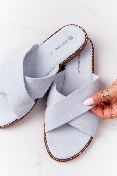 Women's Suede Slippers Light Blue Edesa