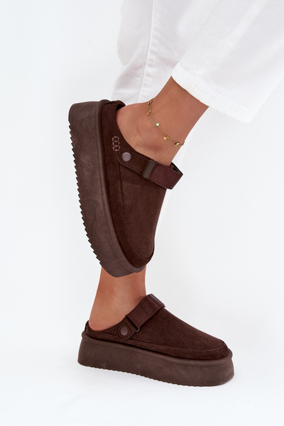 Bottes de neige pour femmes à plateforme avec velcro chocolat Jorielle